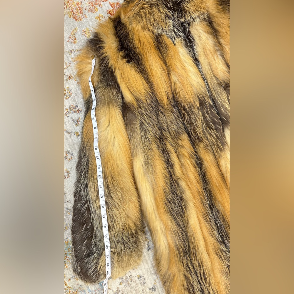 Long Golden Brown Fox Fur Trench Coat - Picture 13 of 14
